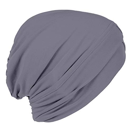 YOFASEN Damen Kopfbedeckung - Elastizität Einfarbig Turban Mütze Damen Weich Chemo Hut Schlaf Turban, Grau,1 Stück von YOFASEN