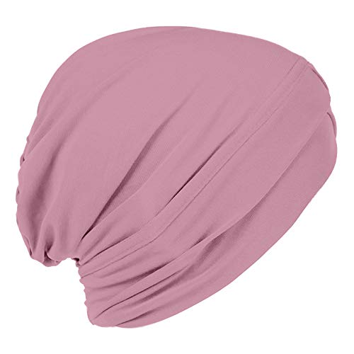 YOFASEN Damen Kopfbedeckung - Elastizität Einfarbig Turban Mütze Damen Weich Chemo Hut Schlaf Turban, Hell-Pink,1 Stück von YOFASEN
