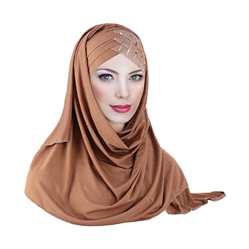 YOFASEN Damen Schals Wraps Damen Polyesterschal Elastisches Kopftuch Winddicht Warm，Braun von YOFASEN