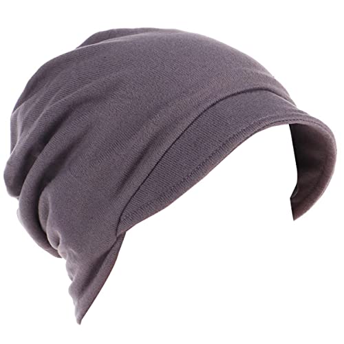 YOFASEN Damen Winter Warme Barett Mütze - Einfarbig Beanie Mütze Visor Baskenmütze Lässige Baumwolle Haarausfall Hut Haar Abdeckkappe Kopfbedeckungen für Haarausfall Chemo, Grau von YOFASEN