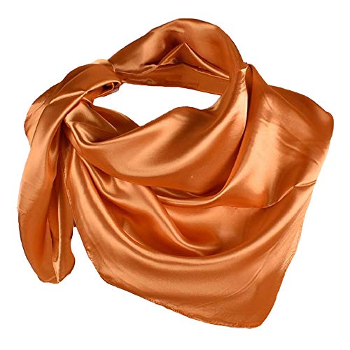 YOFASEN Hijab Kopftuch für Damen - 1 Stück Einfarbig Satin Muslimische Islamische Kopfbedeckung Frauen Gesichtsschleier Schal Turban 90x90 cm, Braun gelb von YOFASEN