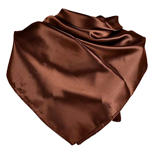 YOFASEN Hijab Kopftuch für Damen - 1 Stück Einfarbig Satin Muslimische Islamische Kopfbedeckung Frauen Gesichtsschleier Schal Turban 90x90 cm, Braun von YOFASEN