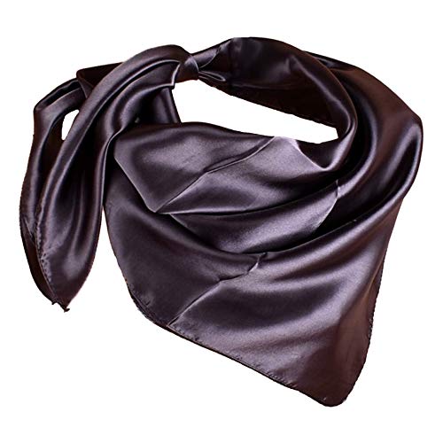 YOFASEN Hijab Kopftuch für Damen - 1 Stück Einfarbig Satin Muslimische Islamische Kopfbedeckung Frauen Gesichtsschleier Schal Turban 90x90 cm, Dunkelbraun von YOFASEN