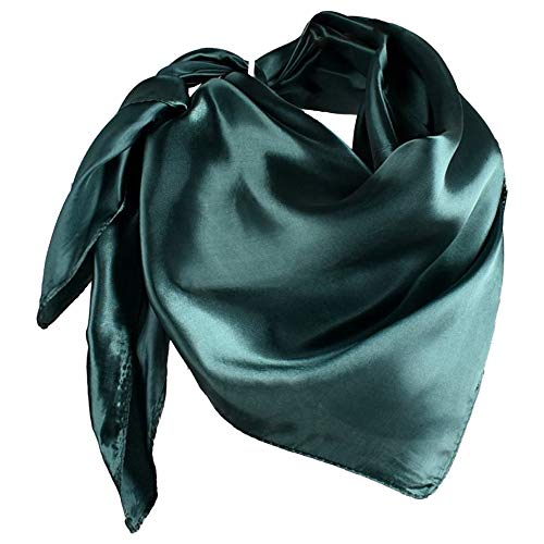 YOFASEN Hijab Kopftuch für Damen - 1 Stück Einfarbig Satin Muslimische Islamische Kopfbedeckung Frauen Gesichtsschleier Schal Turban 90x90 cm, Dunkelgrün von YOFASEN