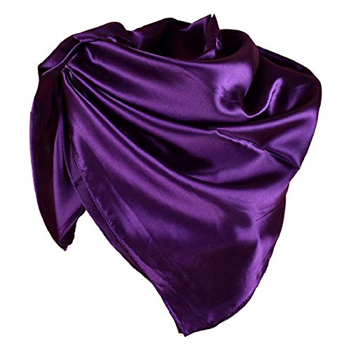 YOFASEN Hijab Kopftuch für Damen - 1 Stück Einfarbig Satin Muslimische Islamische Kopfbedeckung Frauen Gesichtsschleier Schal Turban 90x90 cm, Dunkellila von YOFASEN