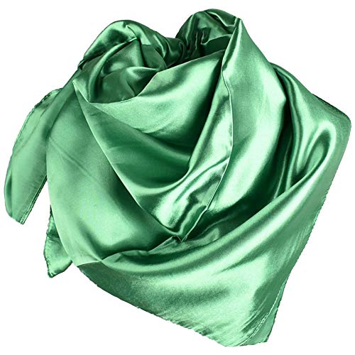 YOFASEN Hijab Kopftuch für Damen - 1 Stück Einfarbig Satin Muslimische Islamische Kopfbedeckung Frauen Gesichtsschleier Schal Turban 90x90 cm, Grün von YOFASEN