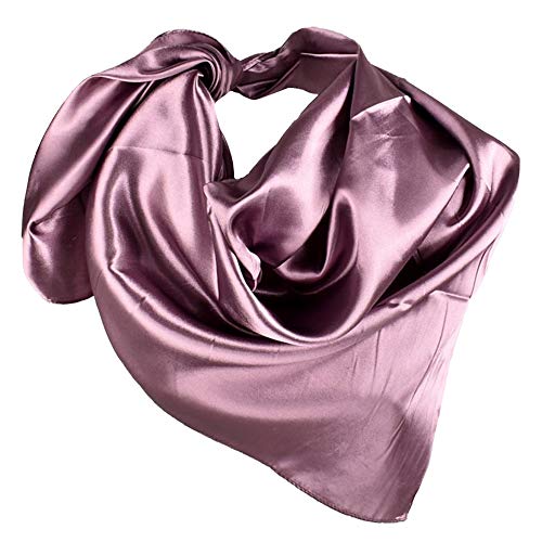 YOFASEN Hijab Kopftuch für Damen - 1 Stück Einfarbig Satin Muslimische Islamische Kopfbedeckung Frauen Gesichtsschleier Schal Turban 90x90 cm, Lila grau von YOFASEN