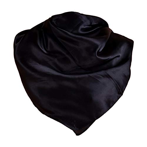 YOFASEN Hijab Kopftuch für Damen - 1 Stück Einfarbig Satin Muslimische Islamische Kopfbedeckung Frauen Gesichtsschleier Schal Turban 90x90 cm, Schwarz von YOFASEN