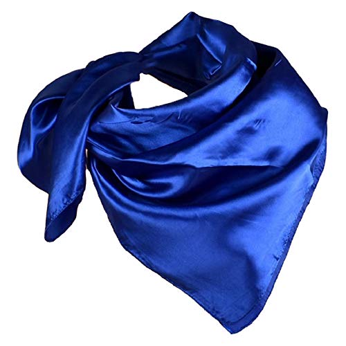 YOFASEN Hijab Kopftuch für Damen - 1 Stück Einfarbig Satin Muslimische Islamische Kopfbedeckung Frauen Gesichtsschleier Schal Turban 90x90 cm, Tiefblau B von YOFASEN