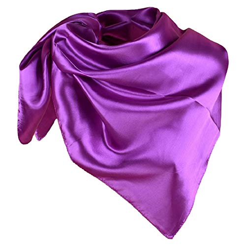 YOFASEN Hijab Kopftuch für Damen - 1 Stück Einfarbig Satin Muslimische Islamische Kopfbedeckung Frauen Gesichtsschleier Schal Turban 90x90 cm, Violett von YOFASEN