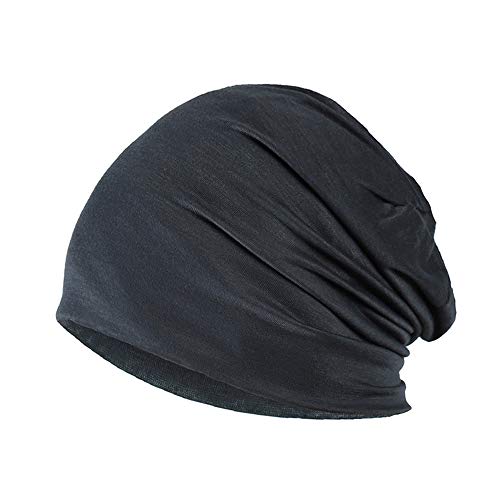 YOFASEN Slouchy Beanie Mütze - Chemo Cancer Kopfbedeckung aus Baumwolle Schlafmütze Turban Kopfbedeckung Strecken Muslimisches Kopftuch für Frauen Männer, Dunkelgrau, One Size von YOFASEN