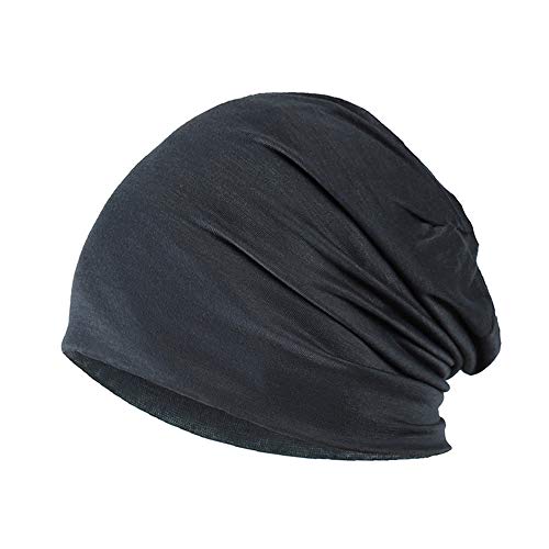 YOFASEN Slouchy Beanie Mütze - Chemo Cancer Kopfbedeckung aus Baumwolle Schlafmütze Turban Kopfbedeckung Strecken Muslimisches Kopftuch für Frauen Männer, Dunkelgrau, One size von YOFASEN