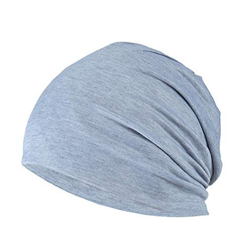 YOFASEN Slouchy Beanie Mütze - Chemo Cancer Kopfbedeckung aus Baumwolle Schlafmütze Turban Kopfbedeckung Strecken Muslimisches Kopftuch für Frauen Männer, Grau, One Size von YOFASEN