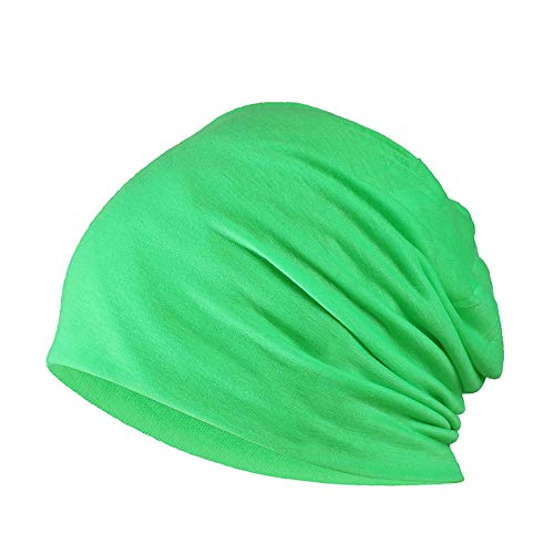 YOFASEN Slouchy Beanie Mütze - Chemo Cancer Kopfbedeckung aus Baumwolle Schlafmütze Turban Kopfbedeckung Strecken Muslimisches Kopftuch für Frauen Männer, Grün, One Size von YOFASEN