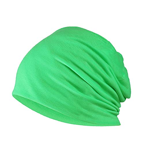 YOFASEN Slouchy Beanie Mütze - Chemo Cancer Kopfbedeckung aus Baumwolle Schlafmütze Turban Kopfbedeckung Strecken Muslimisches Kopftuch für Frauen Männer, Grün, One size von YOFASEN