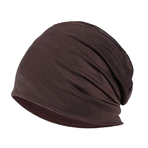 YOFASEN Slouchy Beanie Mütze - Chemo Cancer Kopfbedeckung aus Baumwolle Schlafmütze Turban Kopfbedeckung Strecken Muslimisches Kopftuch für Frauen Männer, Kaffee, One size von YOFASEN