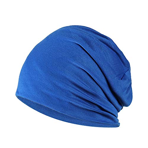YOFASEN Slouchy Beanie Mütze - Chemo Cancer Kopfbedeckung aus Baumwolle Schlafmütze Turban Kopfbedeckung Strecken Muslimisches Kopftuch für Frauen Männer, Königsblau, One size von YOFASEN