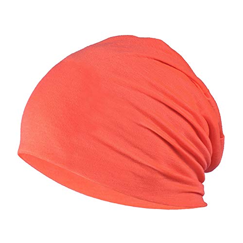 YOFASEN Slouchy Beanie Mütze - Chemo Cancer Kopfbedeckung aus Baumwolle Schlafmütze Turban Kopfbedeckung Strecken Muslimisches Kopftuch für Frauen Männer, Orange, One size von YOFASEN