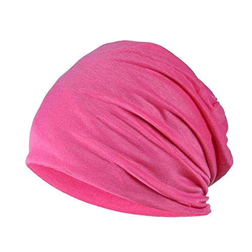 YOFASEN Slouchy Beanie Mütze - Chemo Cancer Kopfbedeckung aus Baumwolle Schlafmütze Turban Kopfbedeckung Strecken Muslimisches Kopftuch für Frauen Männer, Rosenrot, One size von YOFASEN