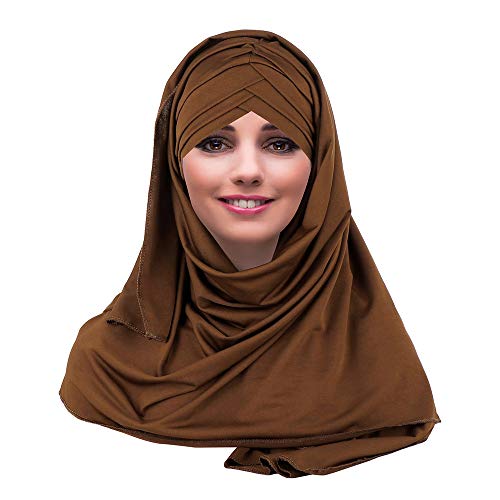 YOFASEN Slouchy Muslimischer Hut - Frauen Islamische Schals Schönes Hijab Beanie Mützen Schal Kopftuch, Kaffee, One Size von YOFASEN