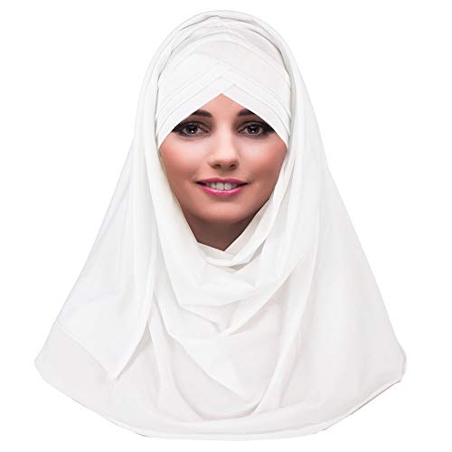 YOFASEN Slouchy Muslimischer Hut - Frauen Islamische Schals Schönes Hijab Beanie Mützen Schal Kopftuch, Weiß, One Size von YOFASEN