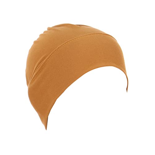 YOFASEN Turban Muslim Hijab Women Bamboo Cap，Indischer Hut Aus Stretchstoff, Für Chemotherapie Und Haarausfall，Gelb von YOFASEN