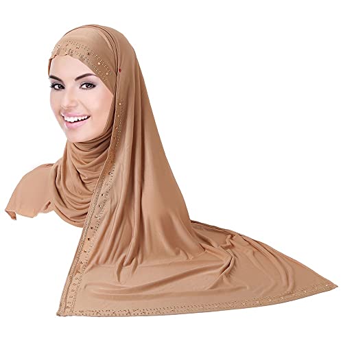 YOFASEN Turban für Muslimische Frauen - Atmungsaktiver Hijab Arabien Lange Wrap Schals Kopfbedeckung Einteilige Halstuch Kopftuch von YOFASEN