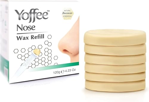 Original Yoffee Nose Wax Refill - Nasenhaar Wachs Nachfüllpackung - 6x20g Discs (120 g) - Nose Hair Removal Wax für Männer & Frauen - Nasenhaarentferner aus Bio Bienenwachs & Aloe Vera - Made in Spain von YOFFEE