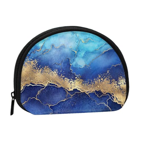 Blauer Marmor, abstraktes Gold, kleine Aufbewahrungstasche für Make-up-Damenbinden, Kosmetik-Geldbörse für Damen von YOFIEN