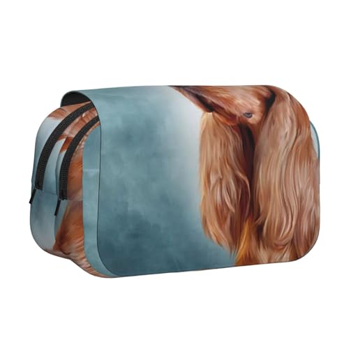 Bleistiftbeutel mit Zeichnung, Hund, Englisch, Cocker, Paniel, Portrait, tragbar, doppellagig, Schreibwaren-Organizer von YOFIEN