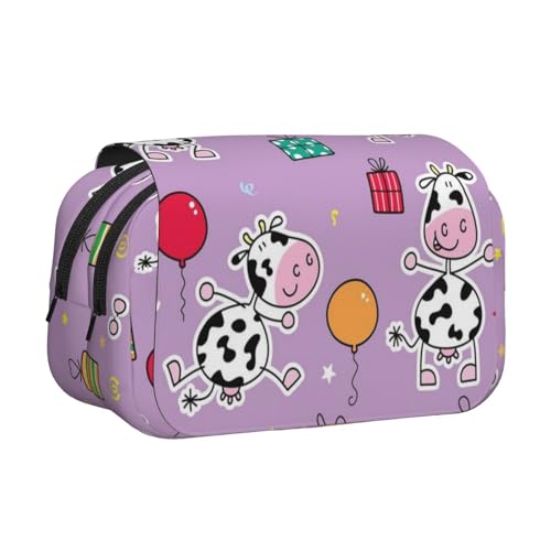 Cooles Kuh-Geschenk-Federmäppchen, tragbar, doppellagig, Schreibwaren-Organizer von YOFIEN