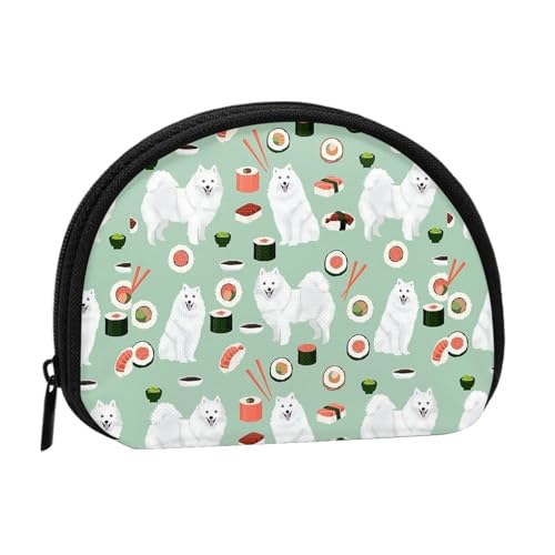 Japanischer Spitz, Sushi, Samoye-Hund, kleine Aufbewahrungstasche für Make-up-Damenbinden, Kosmetik-Geldbörse für Damen von YOFIEN