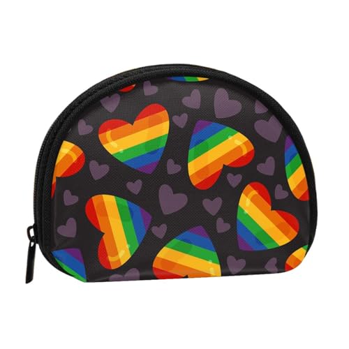 LGBT Pride Gay Rainbow HeartSmall Make-up-Aufbewahrungstasche für Damenbinden, Kosmetik-Geldbörse für Damen von YOFIEN