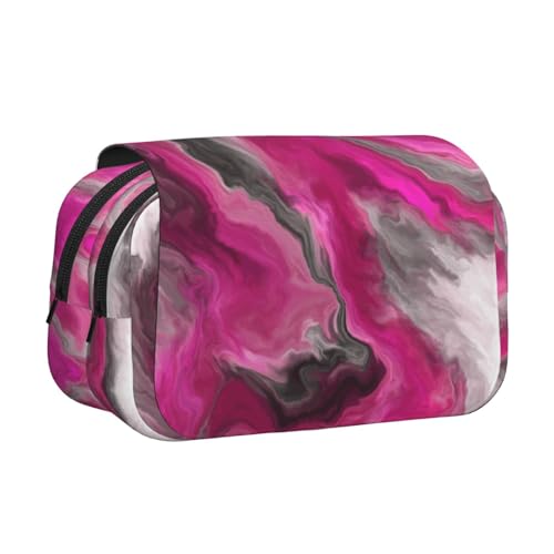 Magenta Schwarz Grau Juwel Ton Fluid Art Swirl Bleistift Beutel Tragbare Doppel Schicht Schreibwaren Organizer von YOFIEN