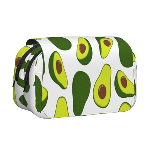 Nahtloses Muster aus frischer Avocado isoliert auf weißem Bleistiftbeutel, tragbarer doppellagiger Schreibwaren-Organizer von YOFIEN