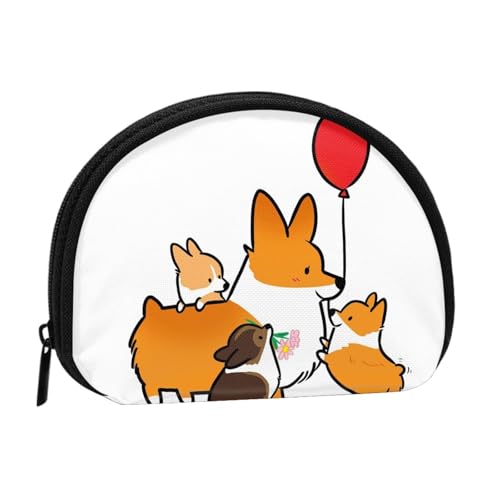 Niedliche Cartoon-Corgi-Weihnachts-Aufbewahrungstasche für kleine Make-up-Damenbinden, Kosmetik-Geldbörse für Damen von YOFIEN