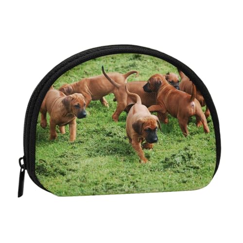Rhodesian Ridgebacks Hundewelpen Haustiere Familie Kleine Aufbewahrungstasche für Make-up-Damenbinden, Kosmetik-Geldbörse für Damen von YOFIEN