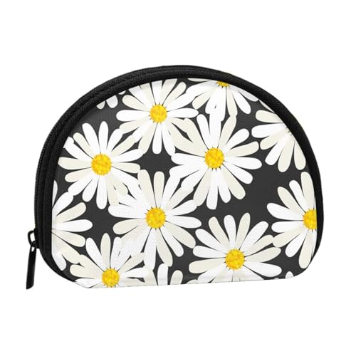 Schwarz-weiße Gänseblümchen, kleine Aufbewahrungstasche für Make-up-Damenbinden, Kosmetik-Geldbörse für Damen von YOFIEN