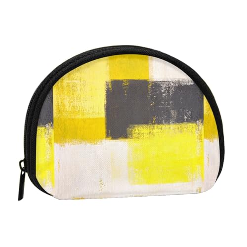 Simply Modern Grau und Gelb Abstrakt Kleine Make-up-Damenbinden-Aufbewahrungstasche, Kosmetik-Geldbörse für Damen von YOFIEN