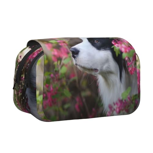 Tier Border Collie Niedlichen Hund Haustier Bleistift Beutel Tragbare Doppel Schicht Schreibwaren Organizer von YOFIEN