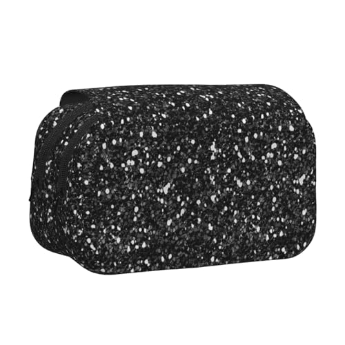 Weiß Silber Grau Glitter Diamant Glitter Bleistift Tasche Tragbare Doppel Schicht Schreibwaren Organizer von YOFIEN