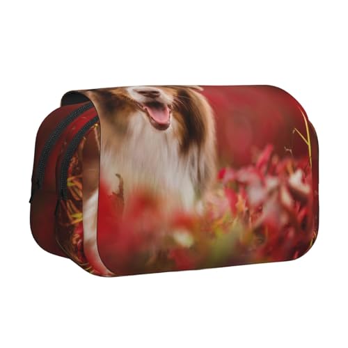 YOFIEN Australian Shepherd (3) Federmäppchen, tragbar, doppellagig, Schreibwaren-Organizer von YOFIEN