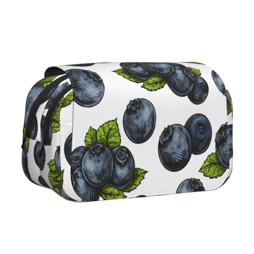 YOFIEN Blaubeere (2) Federmäppchen, tragbar, doppellagig, Schreibwaren-Organizer von YOFIEN