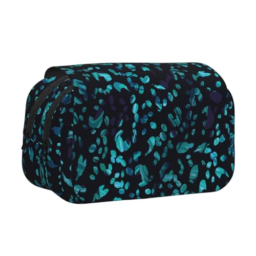 YOFIEN Bleistiftbeutel in Leopardenmuster, tragbar, doppellagig, Schreibwaren-Organizer von YOFIEN