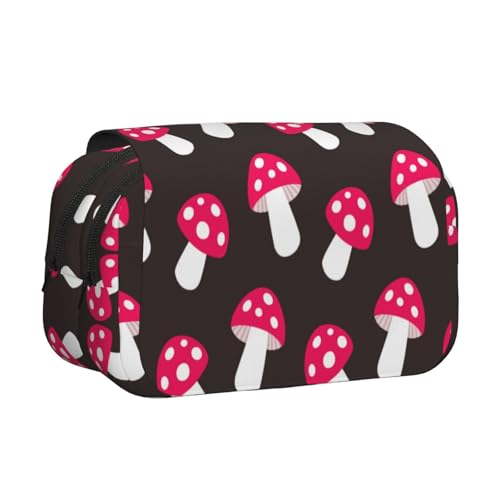 YOFIEN Bleistiftbeutel mit Pilz-Pilz-Muster, tragbar, doppellagig, Schreibwaren-Organizer von YOFIEN