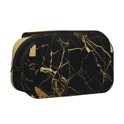YOFIEN Bleistifttasche aus goldenem und schwarzem Marmor, tragbarer doppellagiger Schreibwaren-Organizer von YOFIEN