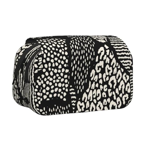 YOFIEN Bleistifttasche mit geometrischem Tiermuster, tragbarer doppellagiger Schreibwaren-Organizer von YOFIEN
