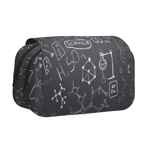 YOFIEN Bleistifttasche mit handschriftlicher wissenschaftlicher Zeichnung, Bedruckt, tragbar, doppellagig, Schreibwaren-Organizer von YOFIEN