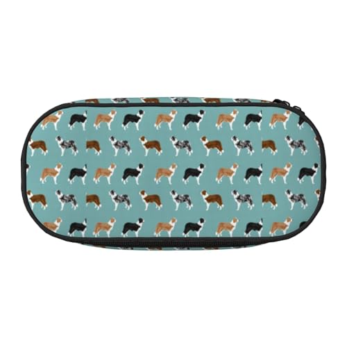 YOFIEN Border Collie Dogs, kleines Federmäppchen, großes Fassungsvermögen, Federmäppchen, Büro-Schreibwaren-Organizer von YOFIEN