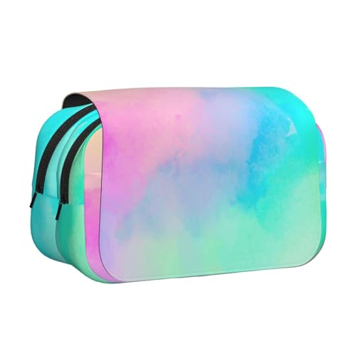 YOFIEN Buntes Pastell-Zeichenpapier, Regenbogen-Bleistiftetui, tragbarer doppellagiger Schreibwaren-Organizer von YOFIEN